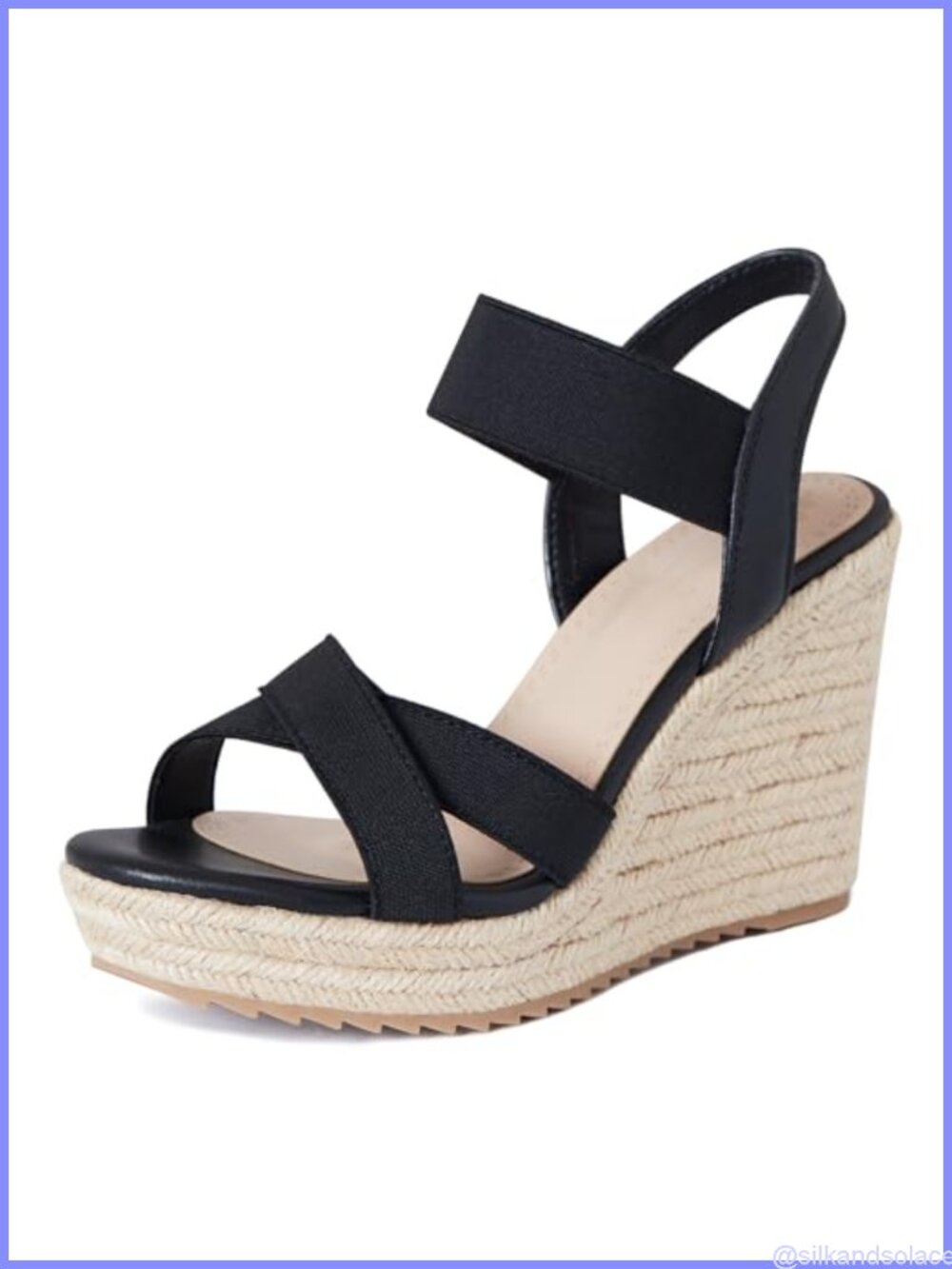 Espadrille Wedge Sandals Women Open Toe Platform Heels PU Leather Non-Slip